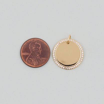 Gold Round Charms,18K Gold Filled Round Pendant,Silver geometry Charm Bracelet Necklace for DIY Jewelry Making Supply