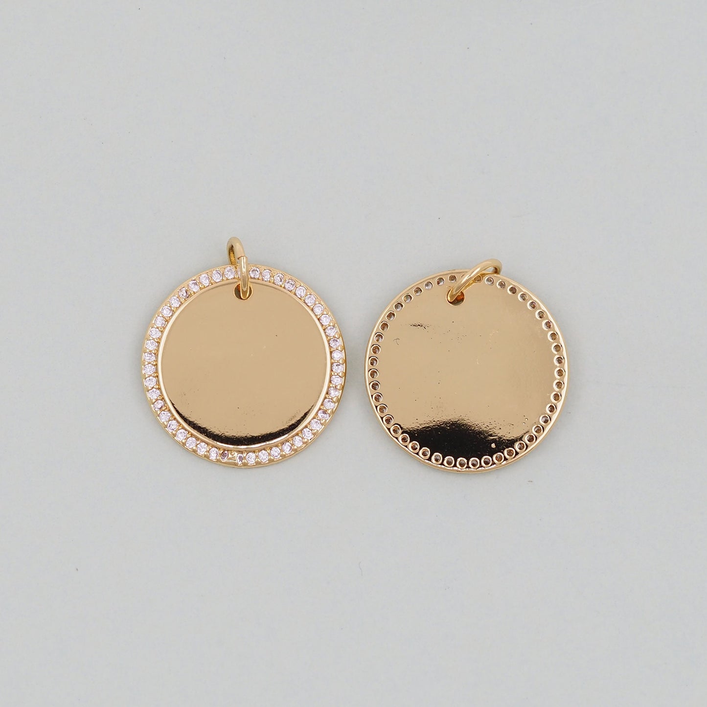 Gold Round Charms,18K Gold Filled Round Pendant,Silver geometry Charm Bracelet Necklace for DIY Jewelry Making Supply