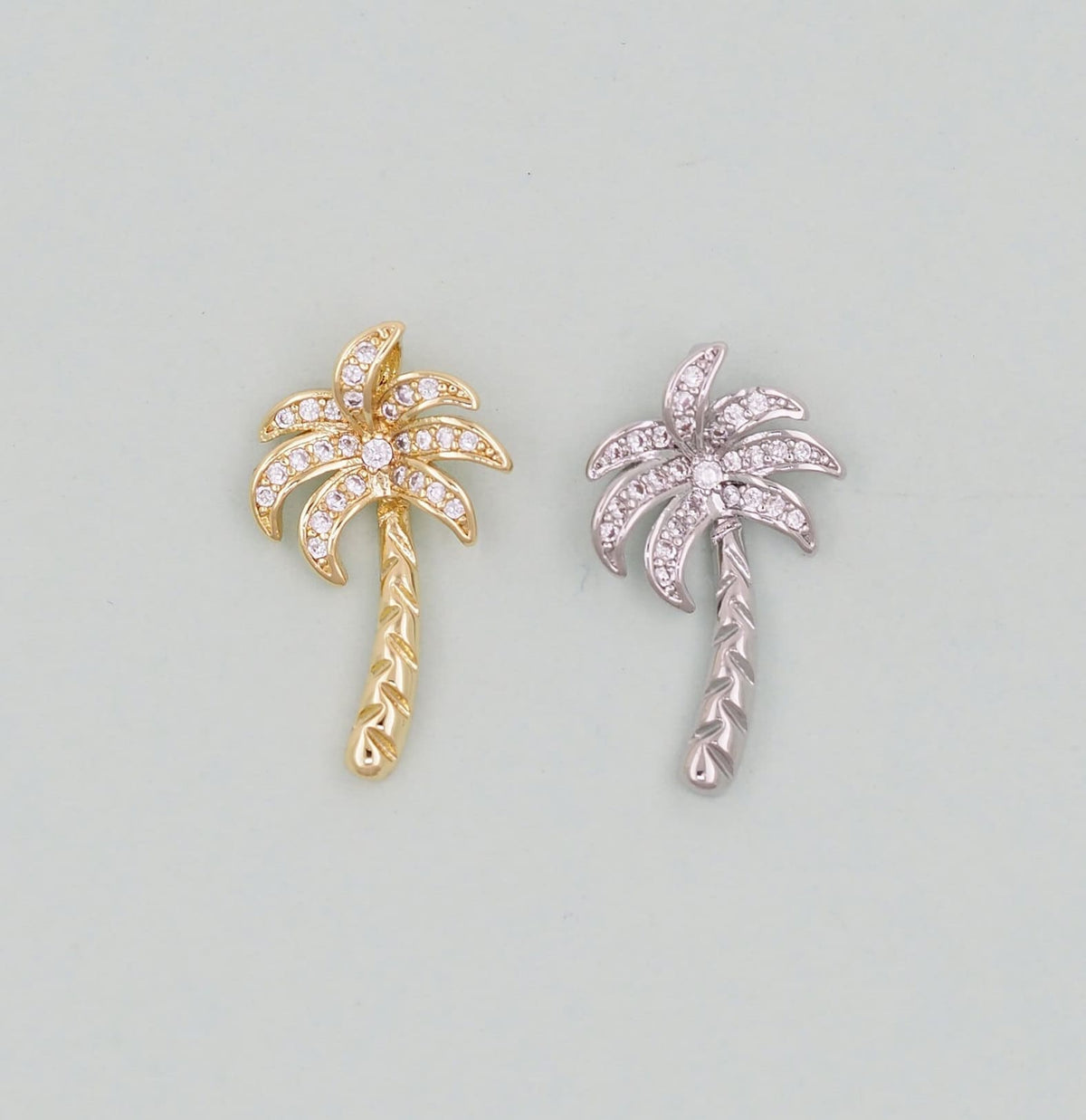Gold Palm Tree Charms,18K Gold Filled Palm tree Pendant,Silver coconut tree Charm Bracelet Necklace for DIY Jewelry Making Su