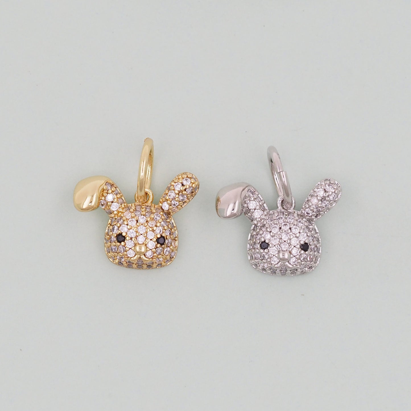 Gold rabbit Charms,18K Gold Filled rabbit Pendant,Silver rabbit Charm Bracelet Necklace for DIY Jewelry Making Supply