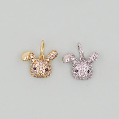 Gold rabbit Charms,18K Gold Filled rabbit Pendant,Silver rabbit Charm Bracelet Necklace for DIY Jewelry Making Supply