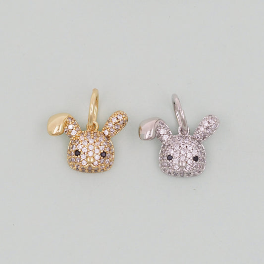 Gold rabbit Charms,18K Gold Filled rabbit Pendant,Silver rabbit Charm Bracelet Necklace for DIY Jewelry Making Supply