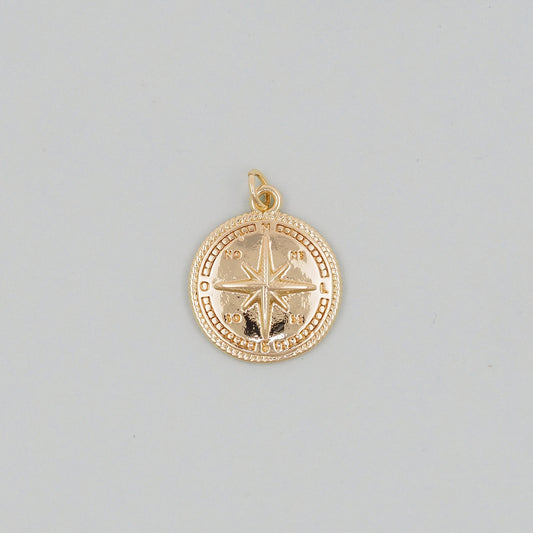 Gold Compass Charms,18K Gold Filled Starburst Pendant,North Star Charm Bracelet Necklace for DIY Jewelry Making Supply