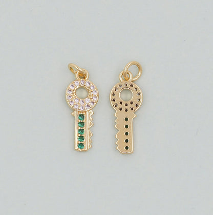 Gold Key Charms,18K Gold Filled Key Pendant,Key Charm Bracelet Necklace for DIY Jewelry Making Supply