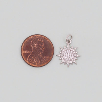 18K Gold Filled Sun CZ Charm Pendant for Jewelry Making