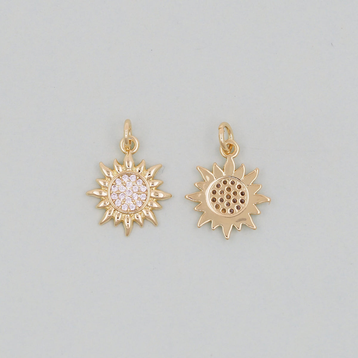 18K Gold Filled Sun CZ Charm Pendant for Jewelry Making