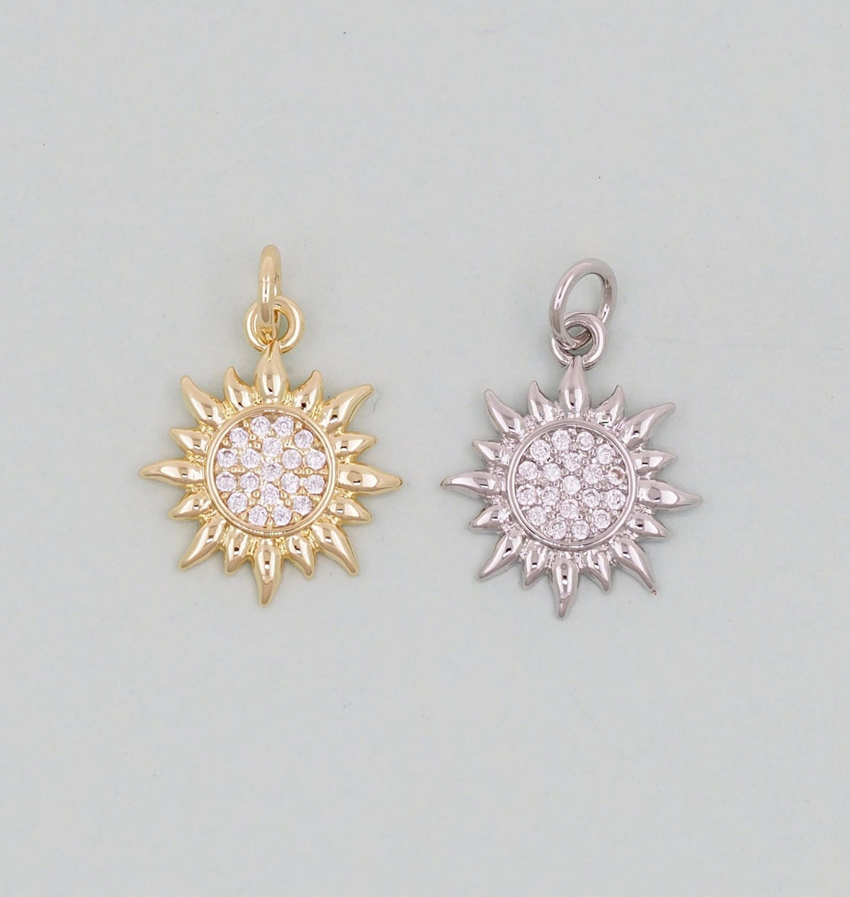 18K Gold Filled Sun CZ Charm Pendant for Jewelry Making