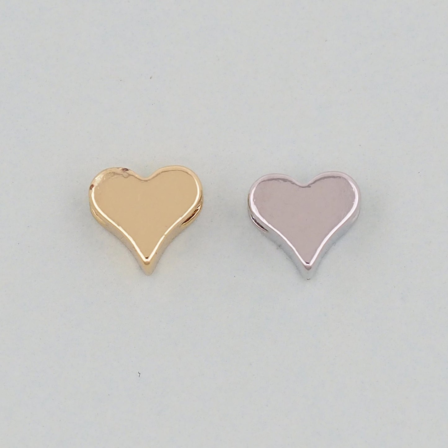 Gold Heart Spacer Beads Charms,18K Gold Filled Heart Bracelet Necklace for DIY Jewelry Making Supply hole 2mm