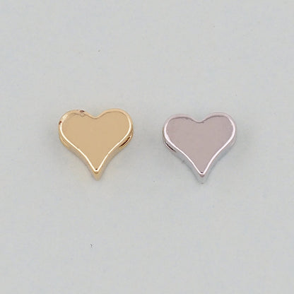 Gold Heart Spacer Beads Charms,18K Gold Filled Heart Bracelet Necklace for DIY Jewelry Making Supply hole 2mm