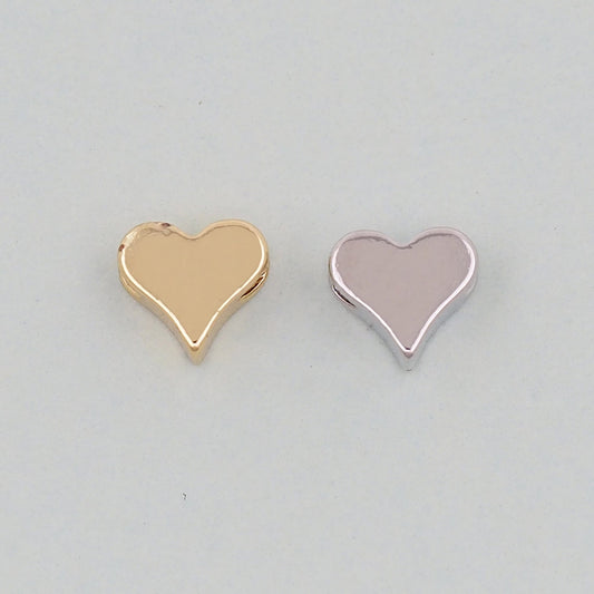 Gold Heart Spacer Beads Charms,18K Gold Filled Heart Bracelet Necklace for DIY Jewelry Making Supply hole 2mm