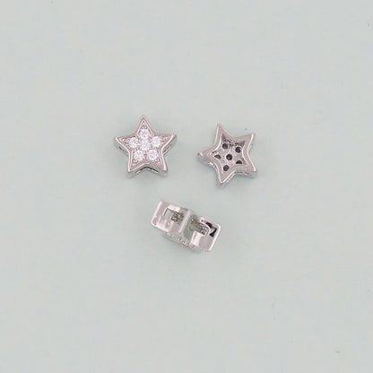 Silver Star spacer Beads Charms,18K Gold Filled Star Bracelet Necklace for DIY Jewelry Making Supply hole 2mm