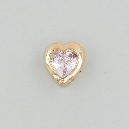 Gold Heart Spacer Beads Charms,18K Gold Filled Heart Bracelet Necklace for DIY Jewelry Making Supply hole 2mm