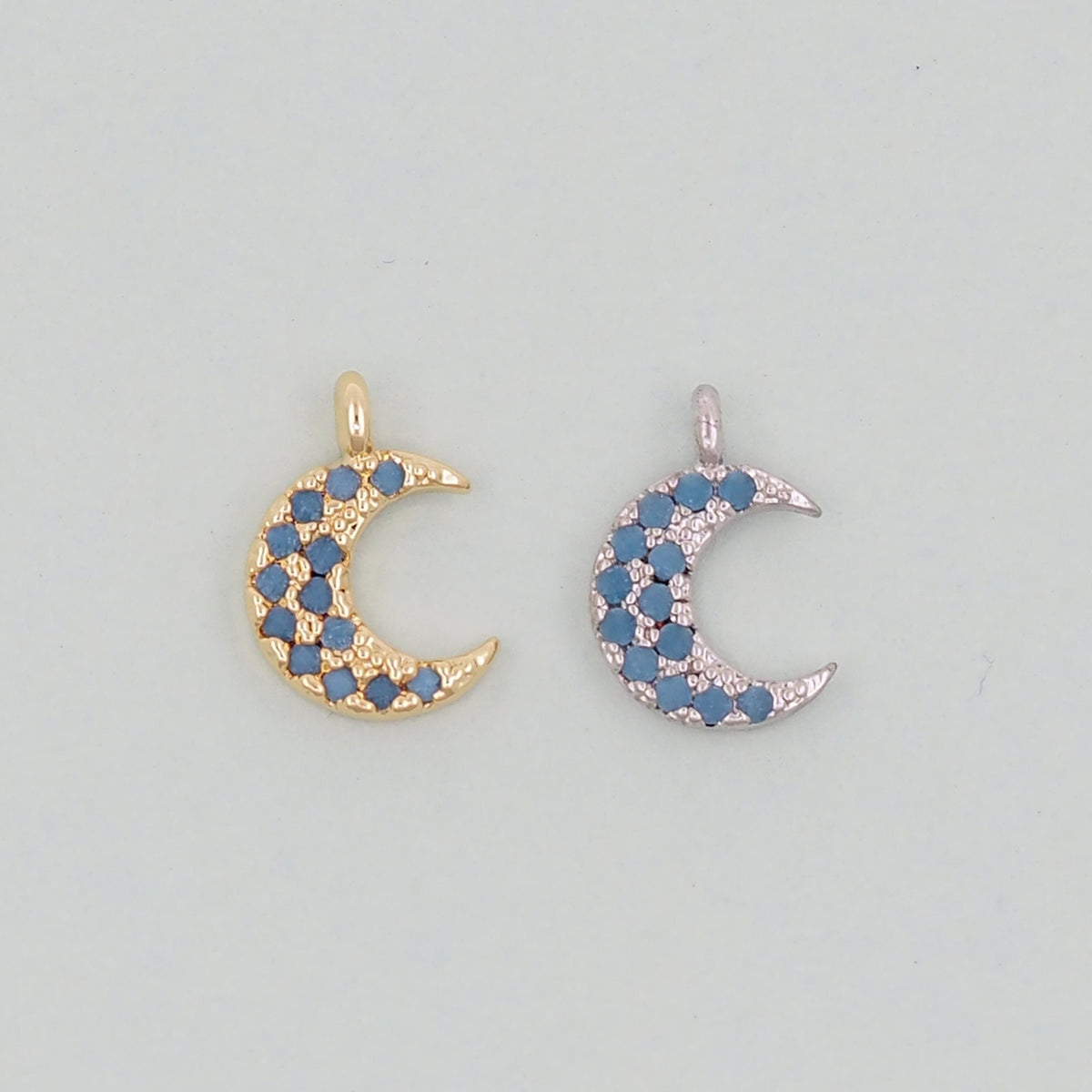 18K Gold Filled Cubic Zirconia Moon Charm Pendant for Jewelry Making