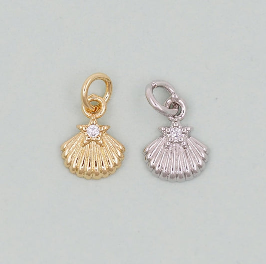 Gold Shell Star Charms,18K Gold Filled Conch Shell Pendant,Conch Shell Charm Bracelet Necklace for DIY Jewelry Making Supply