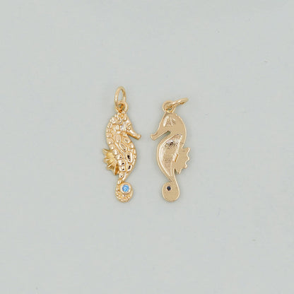 Gold seahorse Charms,18K Gold Filled seahorse Pendant,seahorse Charm Bracelet Necklace for DIY Jewelry Making Supply