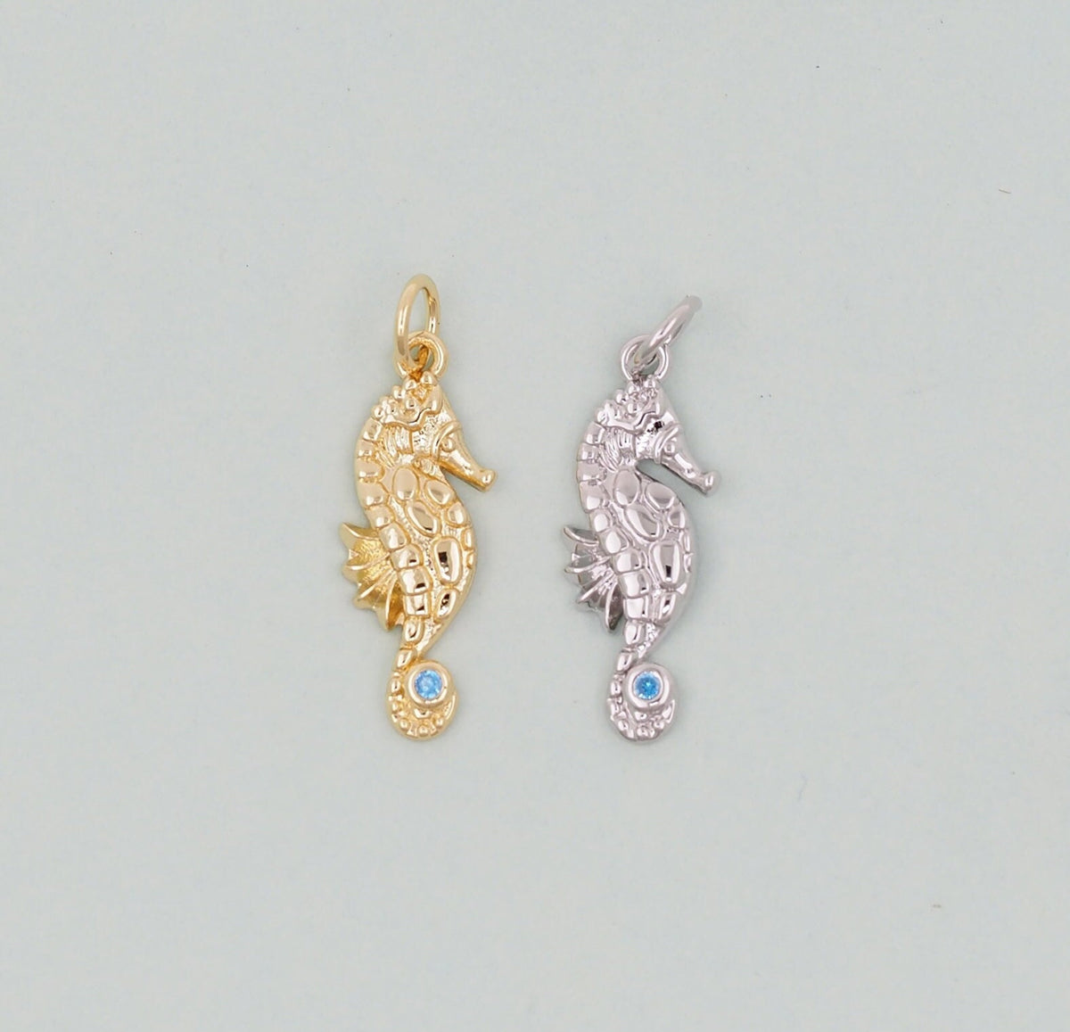 Gold seahorse Charms,18K Gold Filled seahorse Pendant,seahorse Charm Bracelet Necklace for DIY Jewelry Making Supply