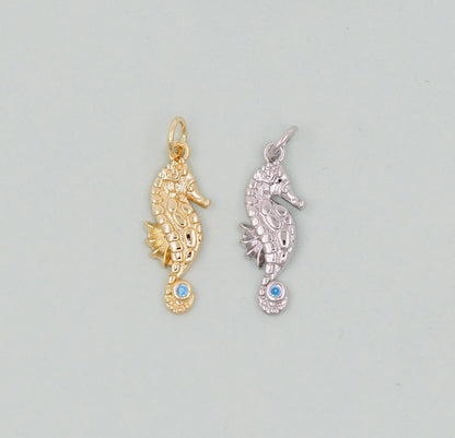Gold seahorse Charms,18K Gold Filled seahorse Pendant,seahorse Charm Bracelet Necklace for DIY Jewelry Making Supply