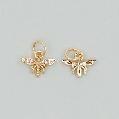 Gold Bee Charms,18K Gold Filled Bee Pendant,Bee Charm Bracelet Necklace for DIY Jewelry Making Supply