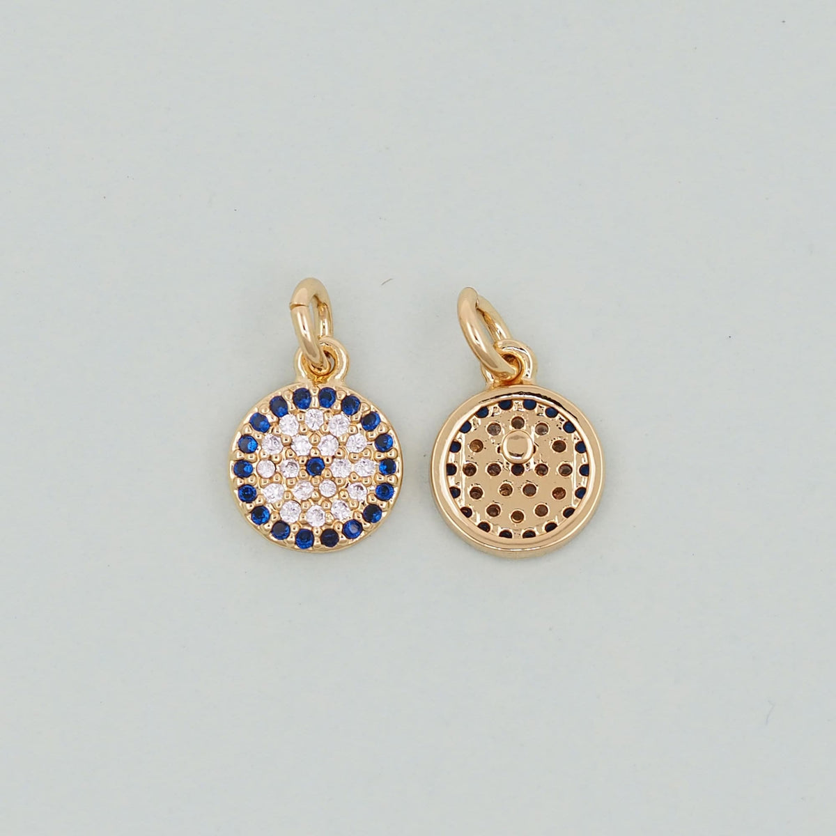 Gold Round Evil Eye Charms,18K Gold Filled Evil Eye Pendant,Evil Eye Charm Bracelet Necklace for DIY Jewelry Making Supply