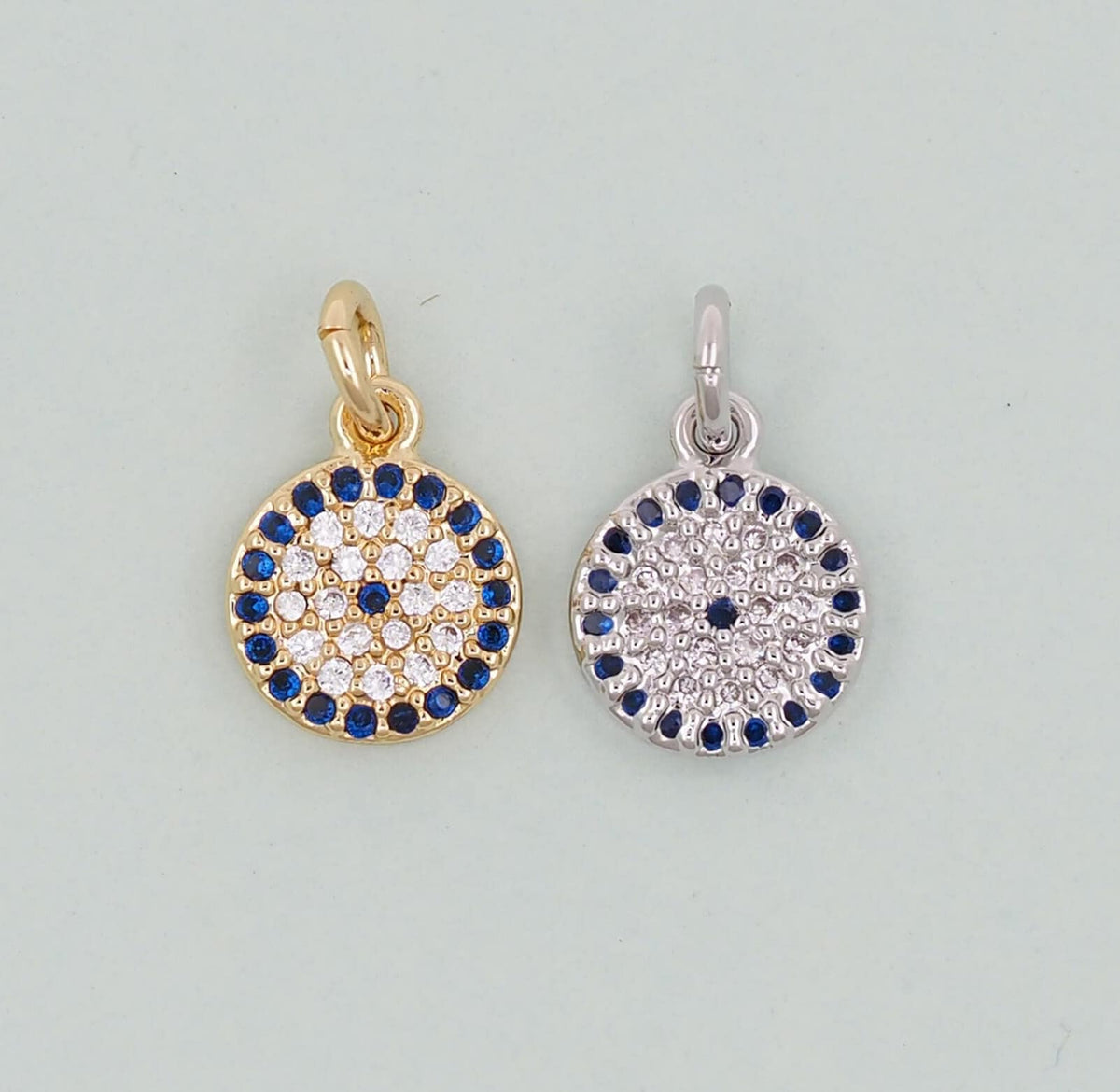 Gold Round Evil Eye Charms,18K Gold Filled Evil Eye Pendant,Evil Eye Charm Bracelet Necklace for DIY Jewelry Making Supply