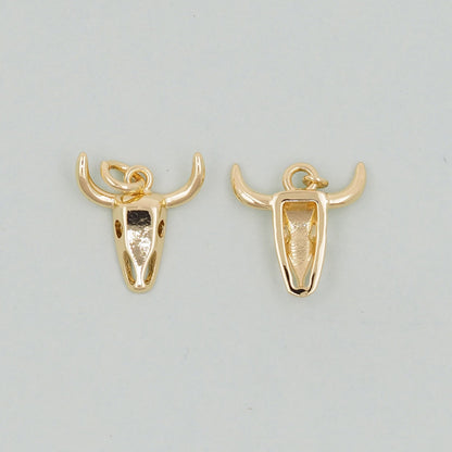 Gold Bull Head Charms,18K Gold Filled bull head Pendant,Silver bull head Charm Bracelet Necklace for DIY Jewelry Making Suppl