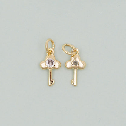 Gold Key Charms,18K Gold Filled Key Pendant,Key Charm Bracelet Necklace for DIY Jewelry Making Supply