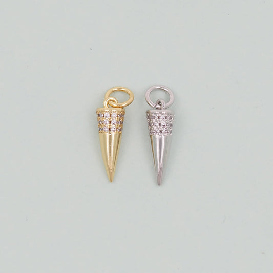 Gold spike Charms,18K Gold Filled spike Pendant,Silver spike Charm Bracelet Necklace for DIY Jewelry Making Supply
