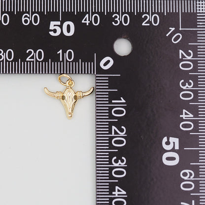 Gold Bull Head Charms,18K Gold Filled bull head Pendant,Silver bull head Charm Bracelet Necklace for DIY Jewelry Making Supply
