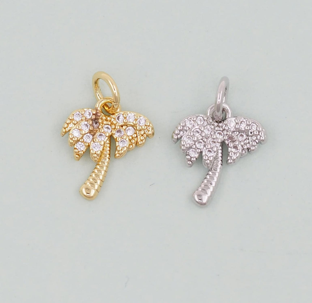 Gold Palm Tree Charms,18K Gold Filled Palm tree Pendant,Silver coconut tree Charm Bracelet Necklace for DIY Jewelry Making Su
