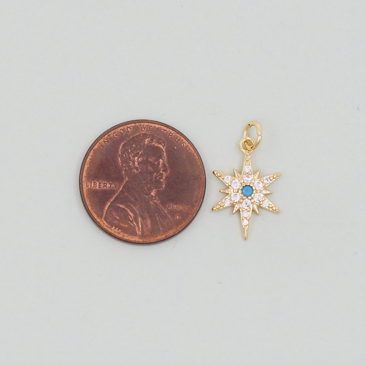 Gold Star Charms,18K Gold Filled Starburst Pendant,North Star Charm Bracelet Necklace for DIY Jewelry Making Supply