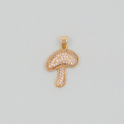 Gold mushroom Charms,18K Gold Filled mushroom Pendant,mushroom Charm Bracelet Necklace for DIY Jewelry Making Supply