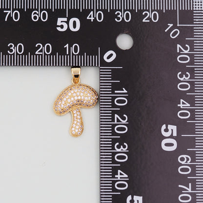 Gold mushroom Charms,18K Gold Filled mushroom Pendant,mushroom Charm Bracelet Necklace for DIY Jewelry Making Supply