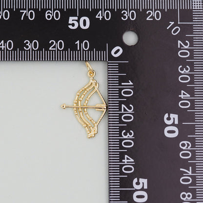 Gold Cupid Charms,18K Gold Filled Bow Arrow Pendant,CZ Micro Pave Bow and Arrow Charm Bracelet Necklace for DIY Jewelry Making Supply