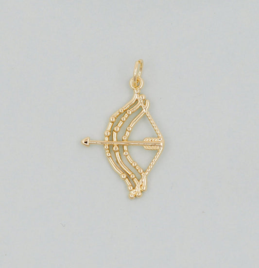 Gold Cupid Charms,18K Gold Filled Bow Arrow Pendant,CZ Micro Pave Bow and Arrow Charm Bracelet Necklace for DIY Jewelry Making Supply