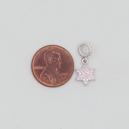 Gold David Star Charms,18K Gold Filled CZ Micro Pave Star Pendant,Silver Star Charm Bracelet Necklace for DIY Jewelry Making 