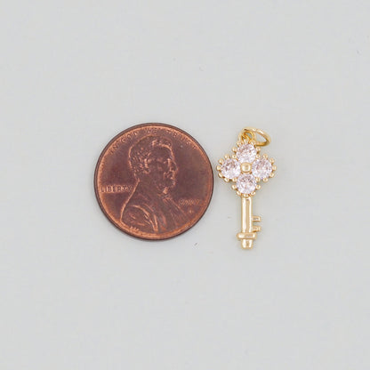 Gold Key Charms,18K Gold Filled Key Pendant,Key Charm Bracelet Necklace for DIY Jewelry Making Supply