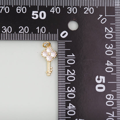 Gold Key Charms,18K Gold Filled Key Pendant,Key Charm Bracelet Necklace for DIY Jewelry Making Supply