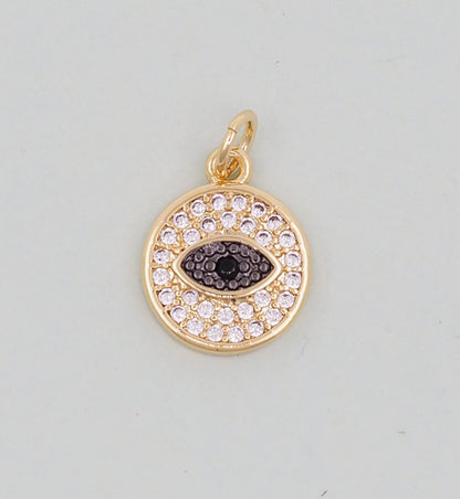 18K Gold Filled Evil Eye Charm Pendant for Jewelry Making
