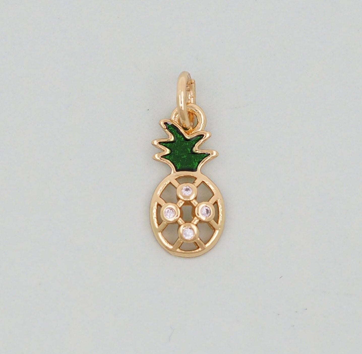 Gold Pineapple Charms,18K Gold Filled Summer Pineapple Pendant,Fruit Charm Bracelet Necklace for DIY Jewelry Making Supply