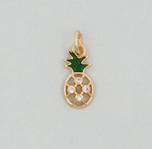 Gold Pineapple Charms,18K Gold Filled Summer Pineapple Pendant,Fruit Charm Bracelet Necklace for DIY Jewelry Making Supply