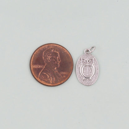 Gold Owl Charms,18K Gold Filled owl Pendant,Silver Oval owl Charm Bracelet Necklace for DIY Jewelry Making Supply