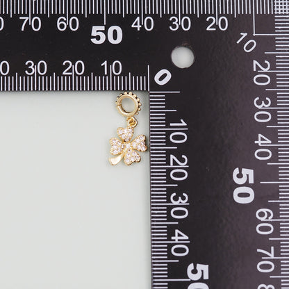 Gold Flower Charms,18K Gold Filled CZ flower Pendant,Silver flower Charm Bracelet Necklace for DIY Jewelry Making Supply