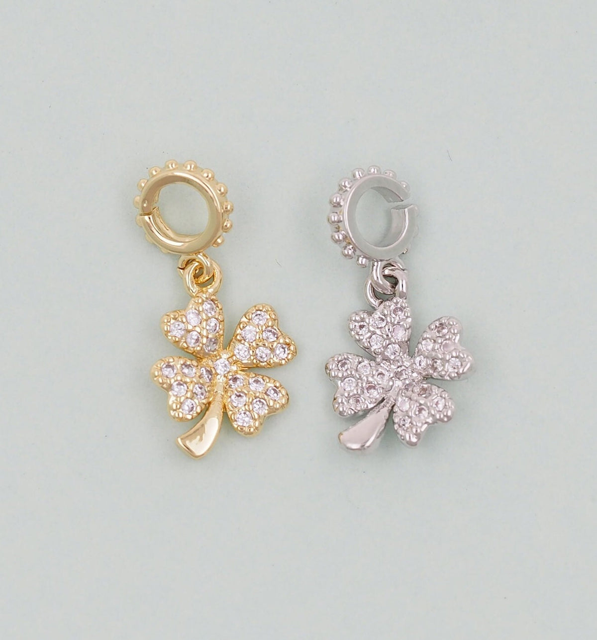 Gold Flower Charms,18K Gold Filled CZ flower Pendant,Silver flower Charm Bracelet Necklace for DIY Jewelry Making Supply