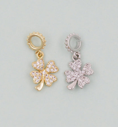 Gold Flower Charms,18K Gold Filled CZ flower Pendant,Silver flower Charm Bracelet Necklace for DIY Jewelry Making Supply