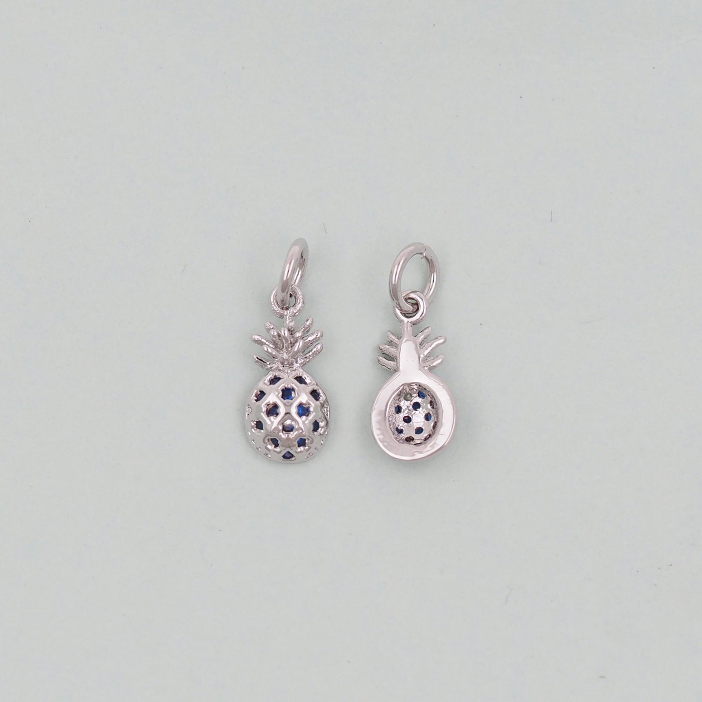 Silver Pineapple Charms,18K Gold Filled Summer Pineapple Pendant,Fruit Charm Bracelet Necklace for DIY Jewelry Making Supply