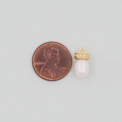 Gold Pearl Charms,18K Gold Filled pearl Pendant,pearl Charm Bracelet Necklace for DIY Jewelry Making Supply