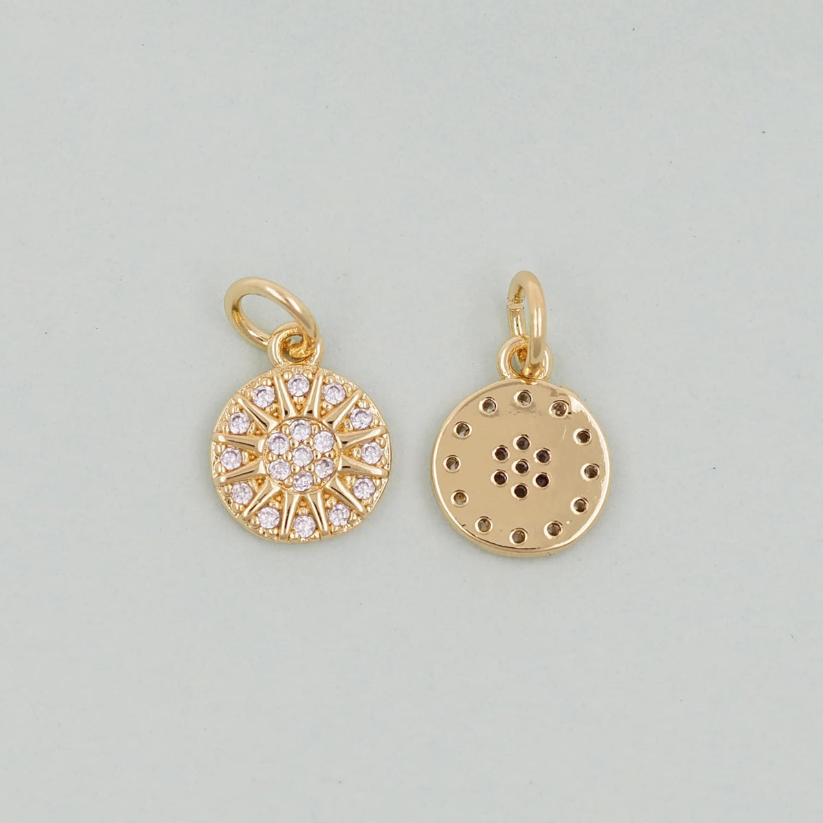 Gold Sun Charms,18K Gold Filled Sun Pendant,celestial  Charm Bracelet Necklace for DIY Jewelry Making Supply