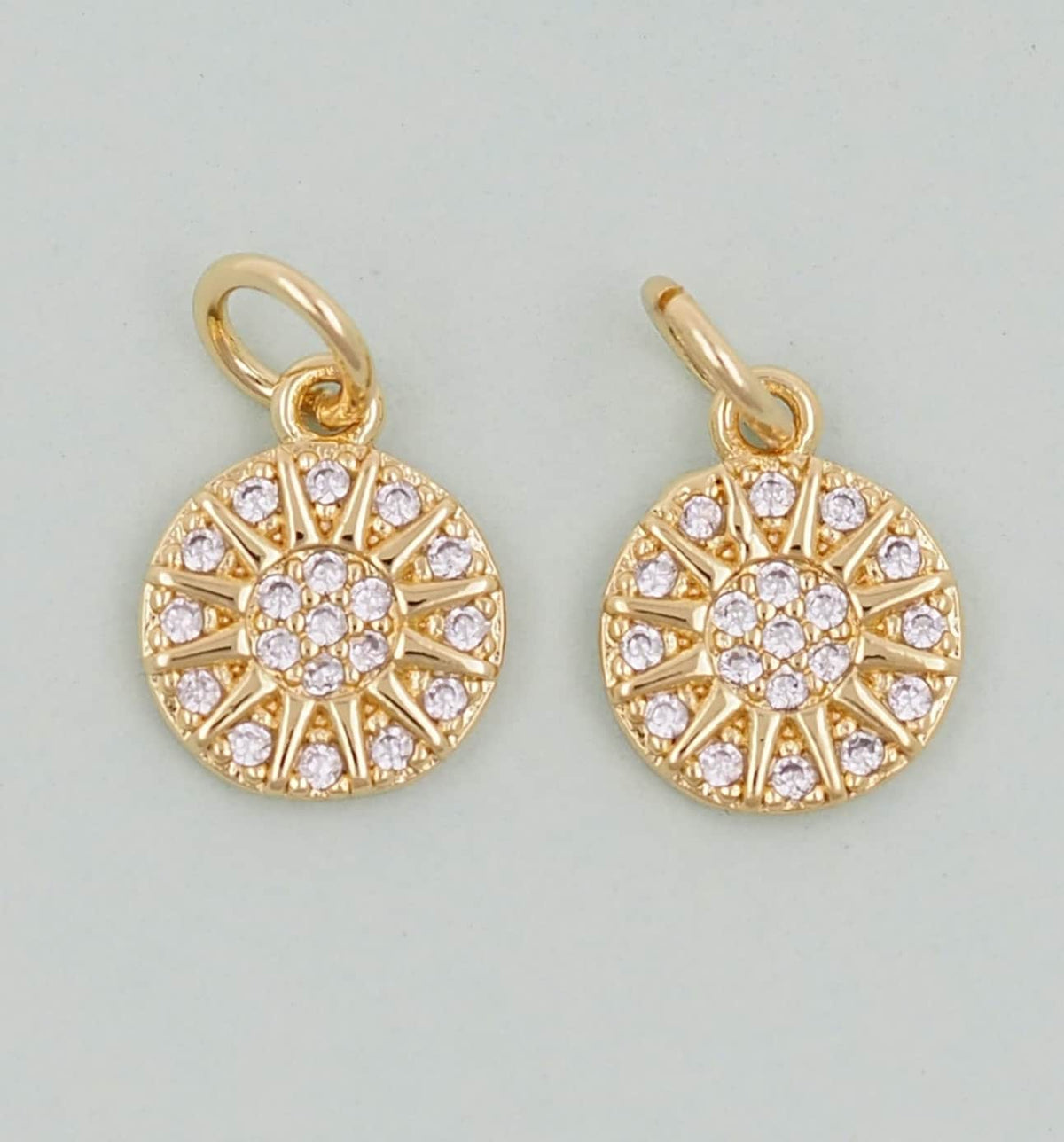 Gold Sun Charms,18K Gold Filled Sun Pendant,celestial  Charm Bracelet Necklace for DIY Jewelry Making Supply