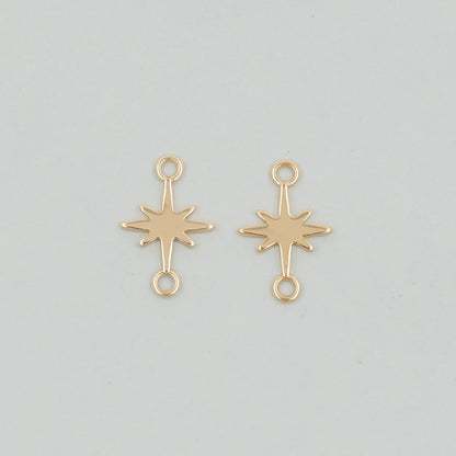 Gold Star Charms,18K Gold Filled Starburst Pendant,North Star Charm Bracelet Necklace for DIY Jewelry Making Supply