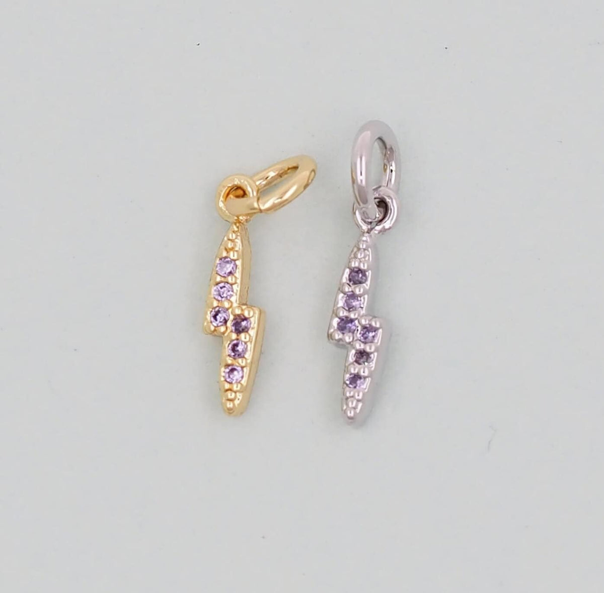 Gold Lightning Charms,18K Gold Filled Tiny Lightning Pendant,Silver Lightning Charm Bracelet Necklace for DIY Jewelry Making 
